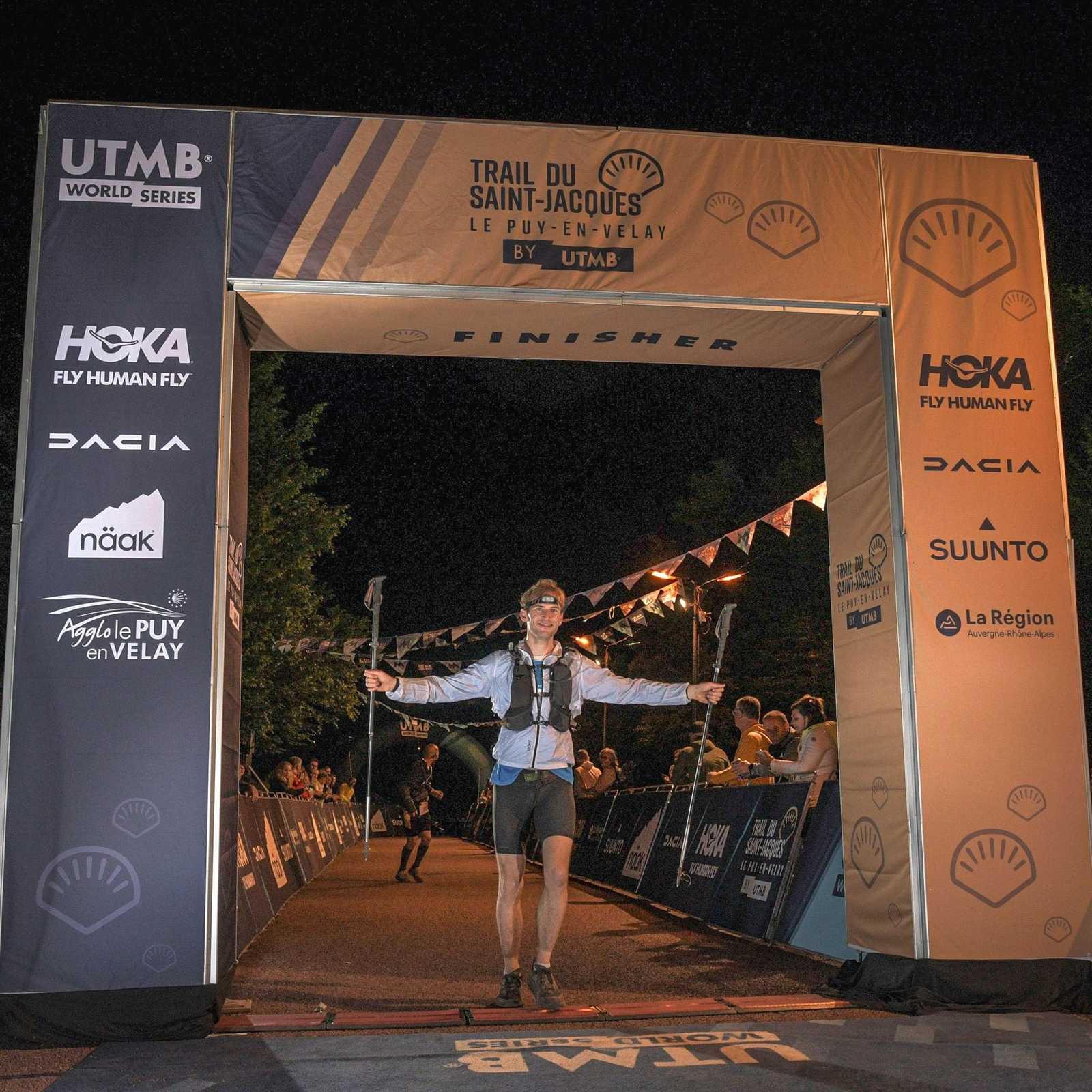 my finish at the cathedral of Notre-Dame-du-Puy, just before midnight and 25 hours 29 minutes after the start in Saugues