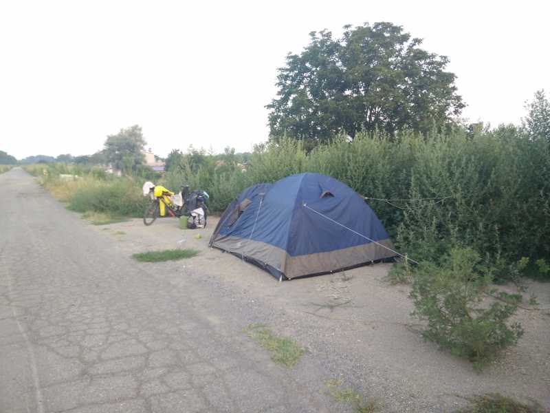 our campsite in the Po Valley the night of the mosquito swarm